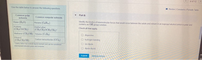 Solved 4 of 12 Use the table below to answer the following | Chegg.com