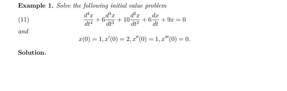 Solved Example 1. Solve the following initial value problem | Chegg.com
