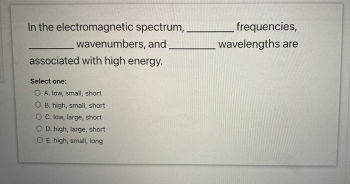 Solved In the electromagnetic spectrum, wavenumbers, and | Chegg.com