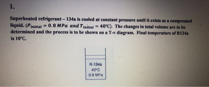 Solved 1. Superheated refrigerant - 134a is cooled at | Chegg.com