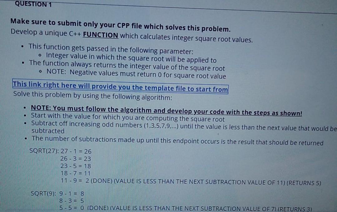 Solved QUESTION 1 Make sure to submit only your CPP file | Chegg.com