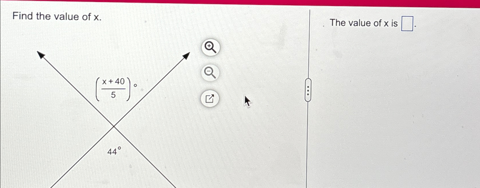 Solved Find the value of x.The value of x ﻿is | Chegg.com