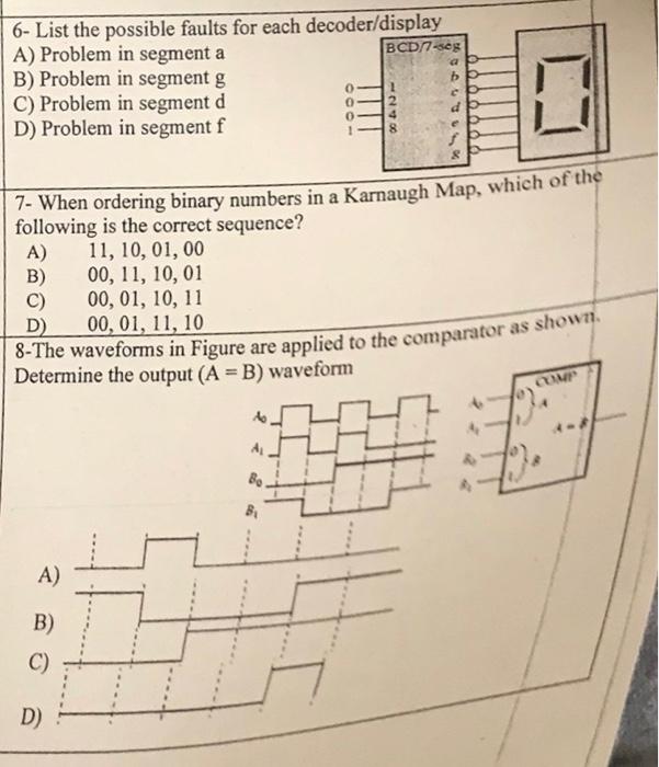 Solved 6- List the possible faults for each decoder/display | Chegg.com