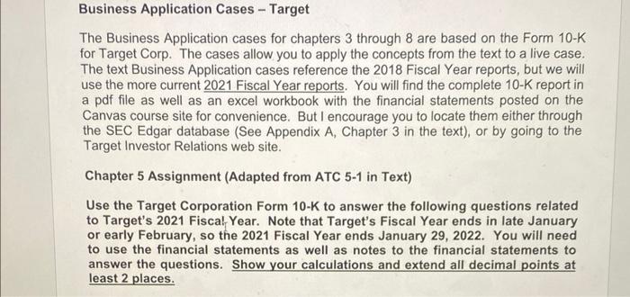 Business Application Cases - Target The Business | Chegg.com