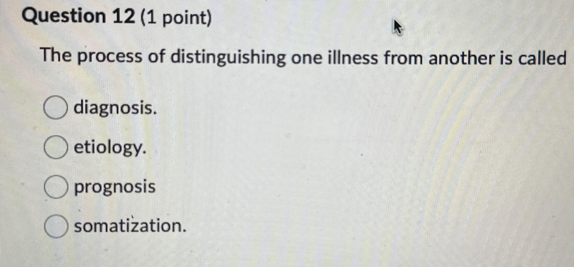Solved Question 12 (1 ﻿point)The process of distinguishing | Chegg.com