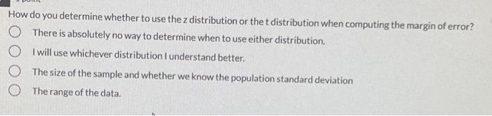 DETERMINING WHEN TO USE A Z DISTRIBUTION OR A T DISTRIBUTION visual data 6