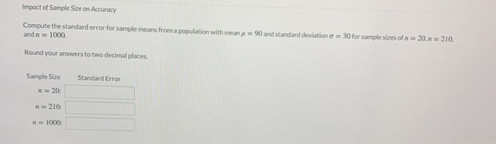 Solved Impact of Sample Size on Accuracy Compute the | Chegg.com