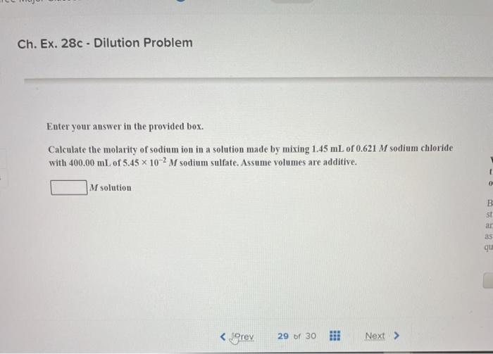 Solved Ch. Ex. 28c - Dilution Problem Enter your answer in | Chegg.com
