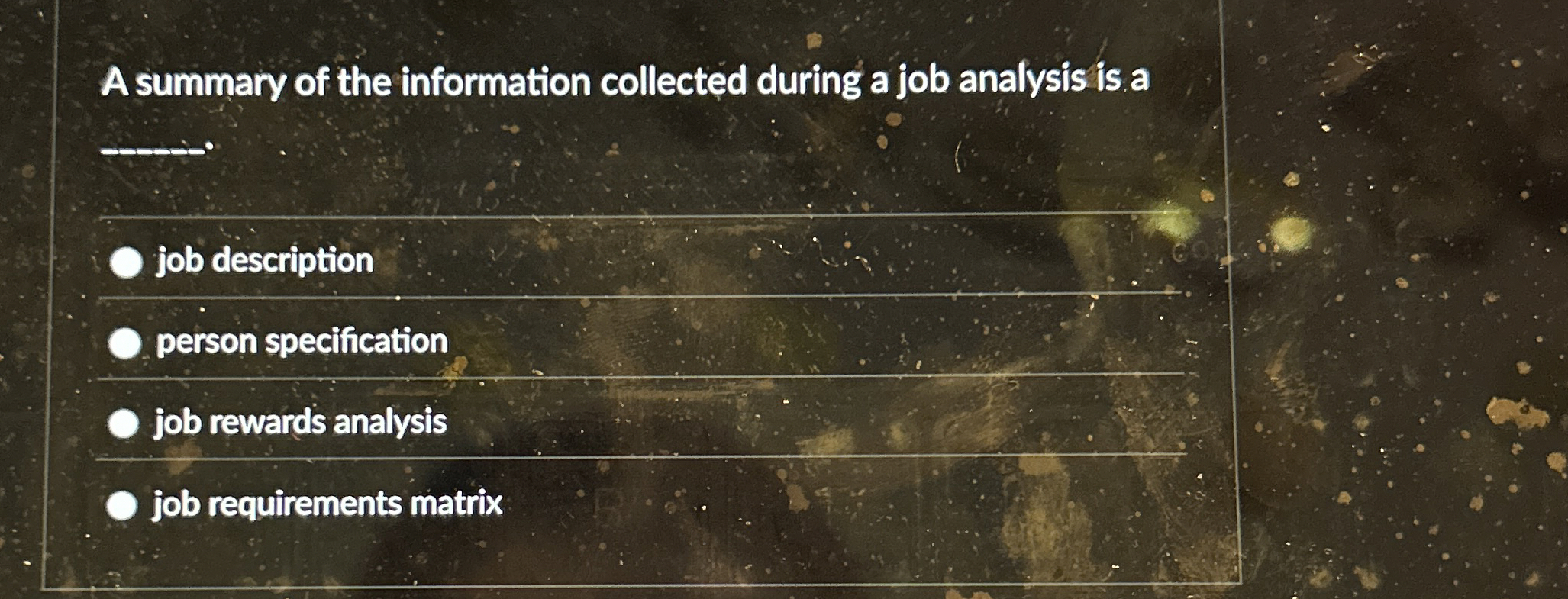 [Solved] A summary of the information collected during a jo