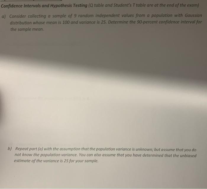 Solved Confidence intervals and Hypothesis Testing (Q table | Chegg.com