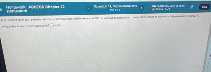 Solved Save Homework: ASSESS Chapter 22 Question 12, Text | Chegg.com