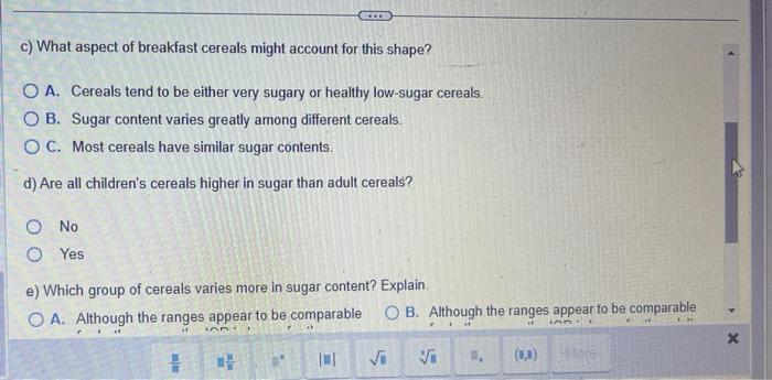 Solved Sugar is a major ingredient in many breakfast