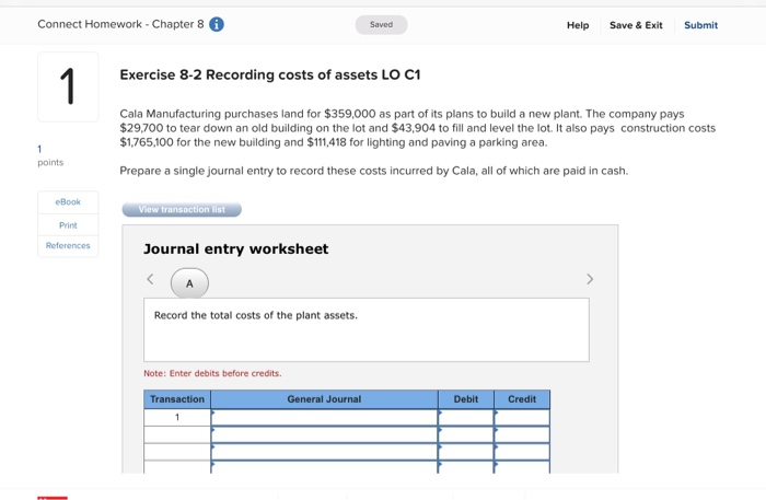 chapter 8 connect homework answers