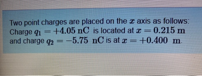 Solved Two point charges are placed on the x axis as | Chegg.com