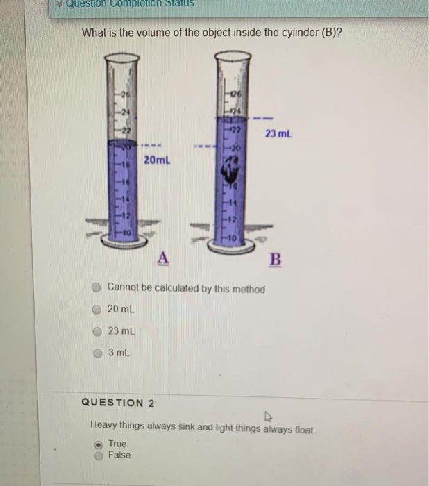 Solved Question Completion Status What is the volume of the | Chegg.com