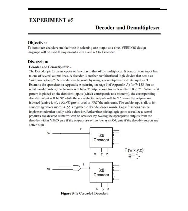 Experiment 5 Decoder And Demultiplexer Objective To Chegg 