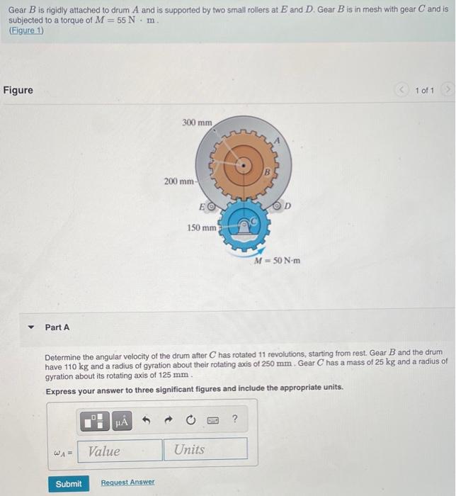 Solved Gear B is rigidly attached to drum A and is supported