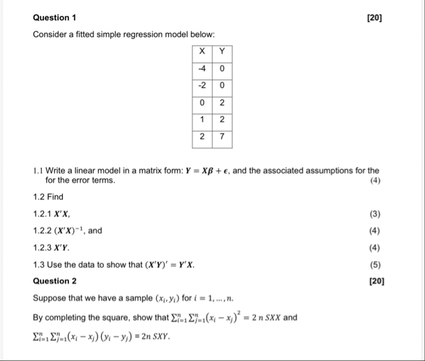 Solved Question 1[20]Consider a fitted simple regression | Chegg.com