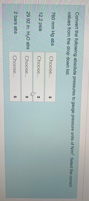 Convert in hg 2025 abs to psia