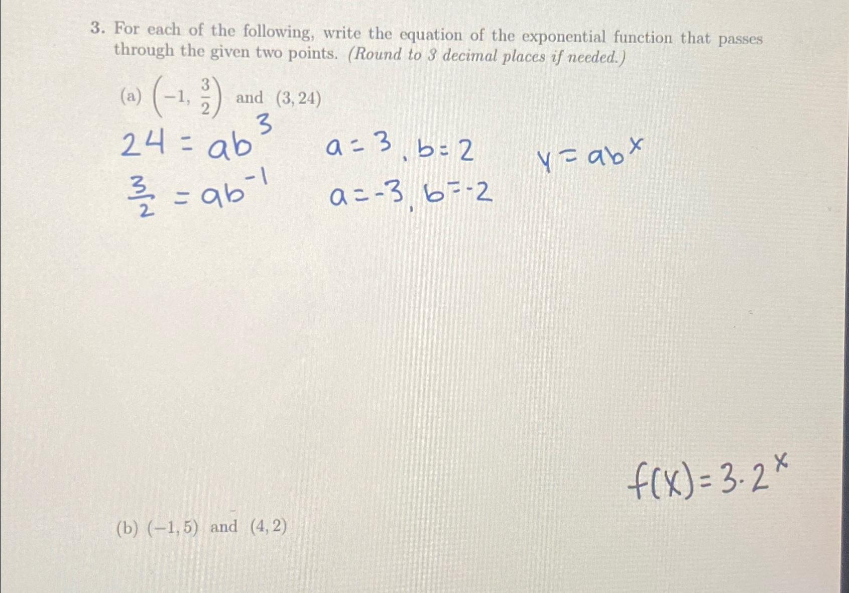 Solved For each of the following, write the equation of the 