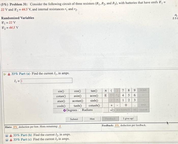 Solved (5\%) Problem 31: Consider the following circuit of | Chegg.com