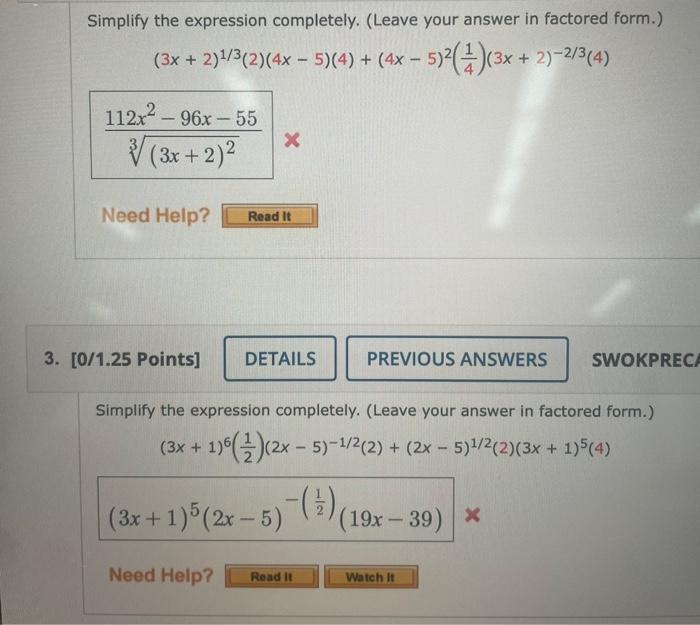 Solved Simplify the expression completely. (Leave your | Chegg.com