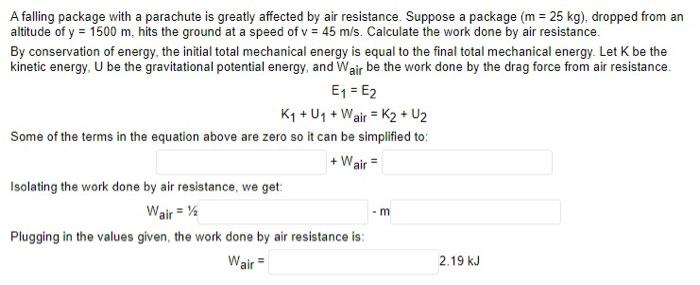 air resistance force from a resistance A faling | Chegg.com