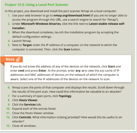Solved Project 13-3: Using a Local Port Scanner In this | Chegg.com