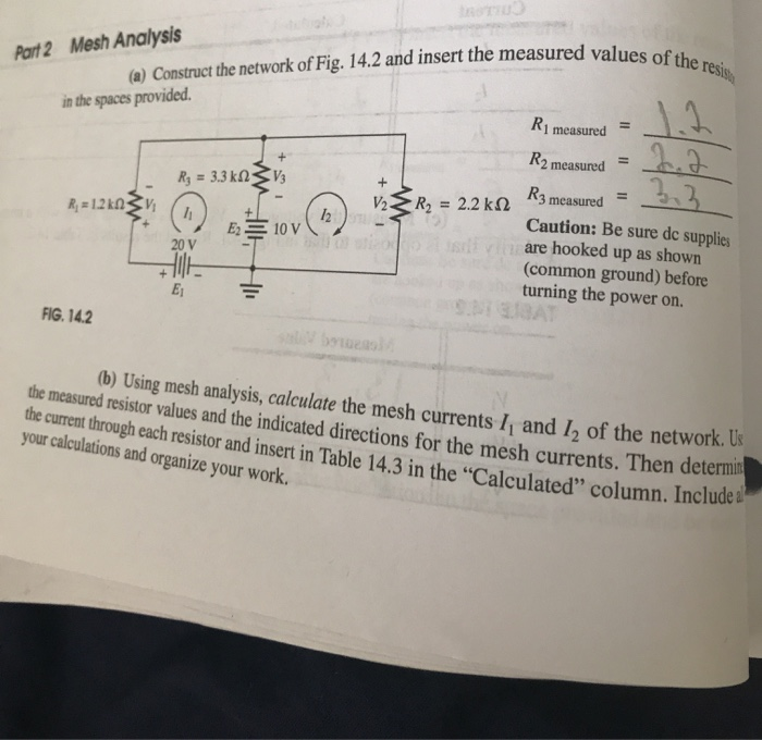 Solved easured values of the resies Part 2 Mesh Analysis (a) | Chegg.com