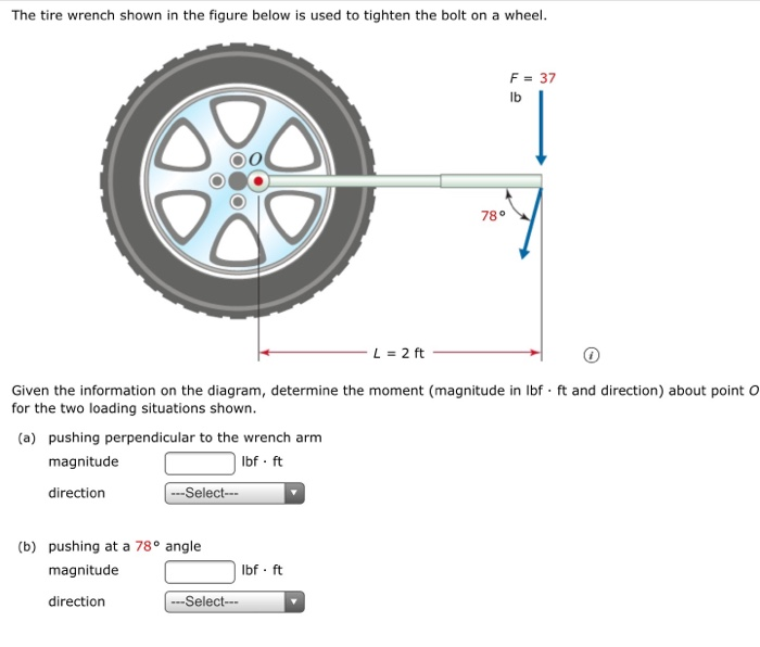 Solved The tire wrench shown in the figure below is used to | Chegg.com