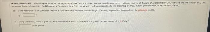 Solved World Population The world population at the | Chegg.com