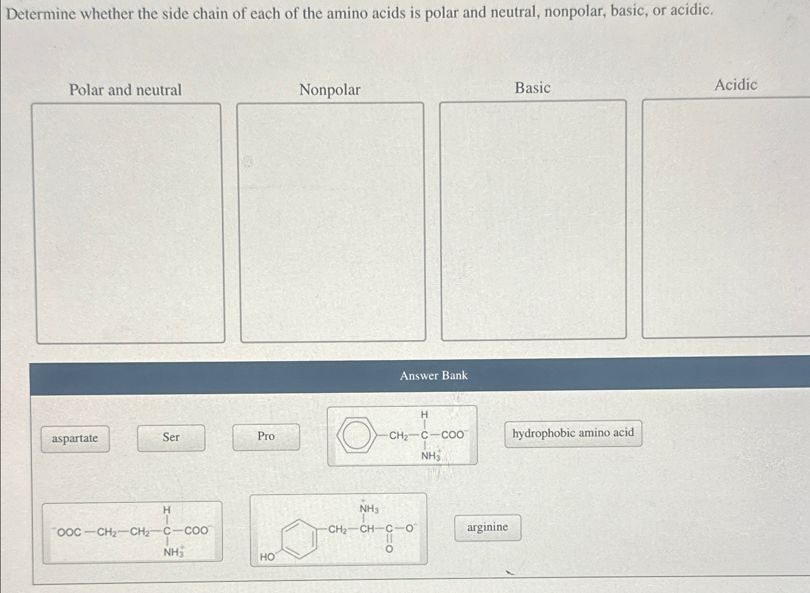 Determine whether the side chain of each of the amino | Chegg.com