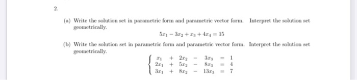 solution set in parametric vector form calculator