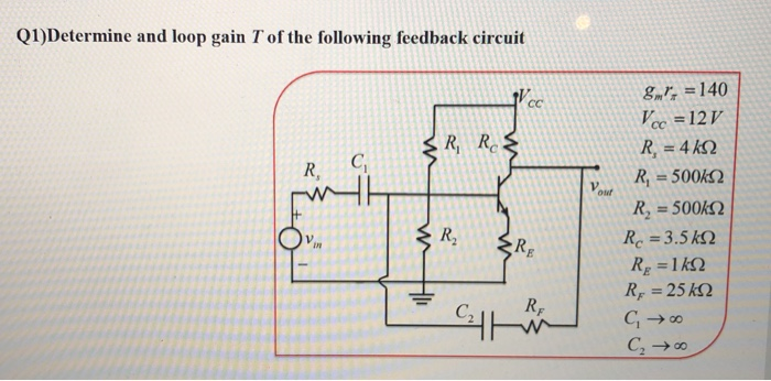 Solved (1)Determine and loop gain T of the following | Chegg.com