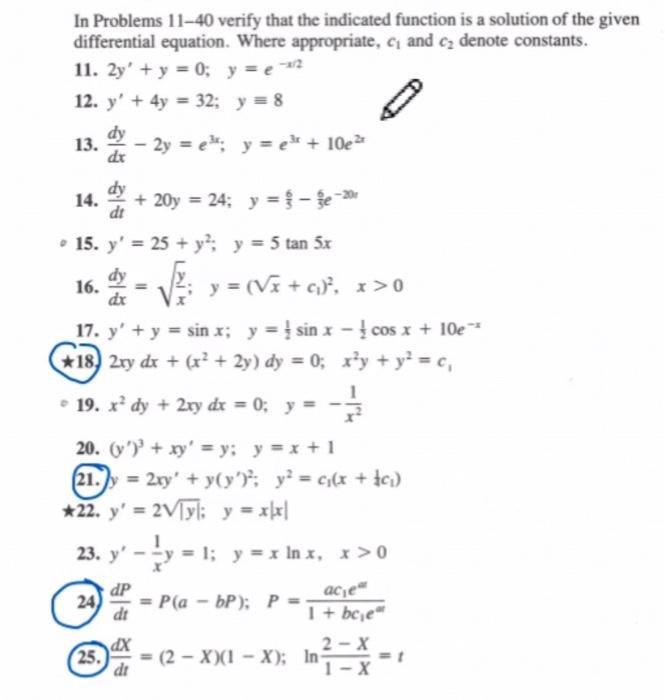 Solved In Problems 11-40 verify that the indicated function | Chegg.com
