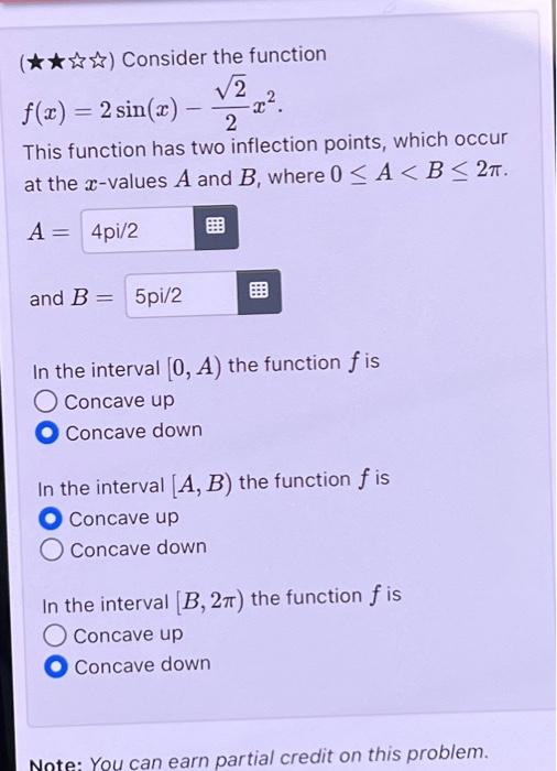Solved ( ) Consider the function √2 2 f(x) = 2 sin(x) - | Chegg.com