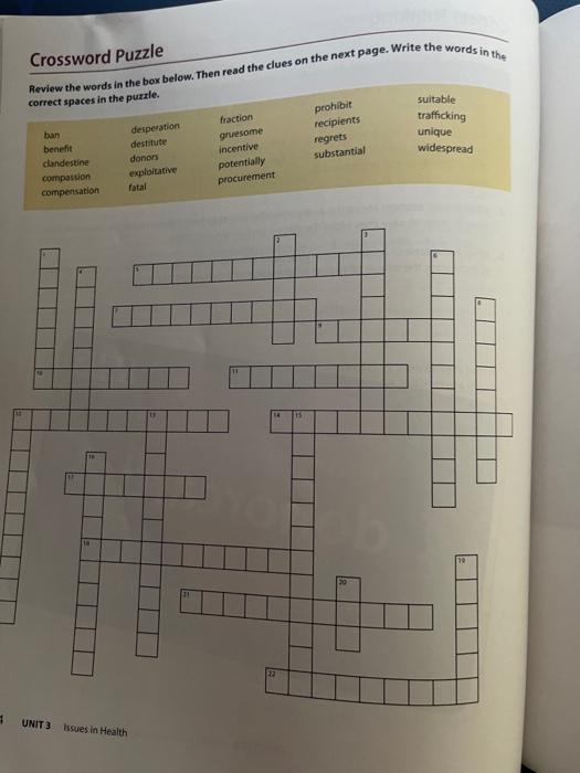 Solved Crossword Puzzle Review the words in the box below Chegg com