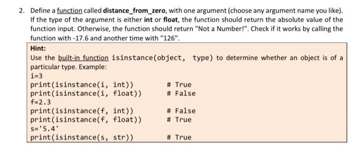 Solved 2. Define a function called distance_from_zero, with | Chegg.com