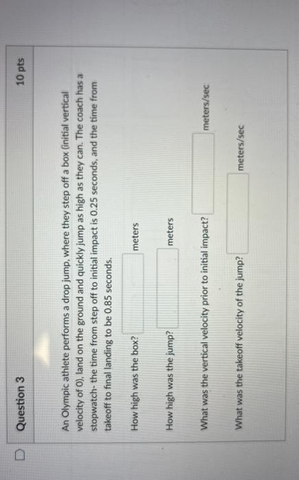 Solved An Olympic athlete performs a drop jump, where they | Chegg.com
