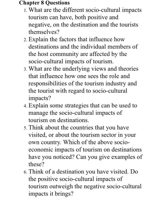 socio cultural impacts of tourism development