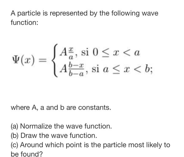 Solved A particle is represented by the following wave | Chegg.com