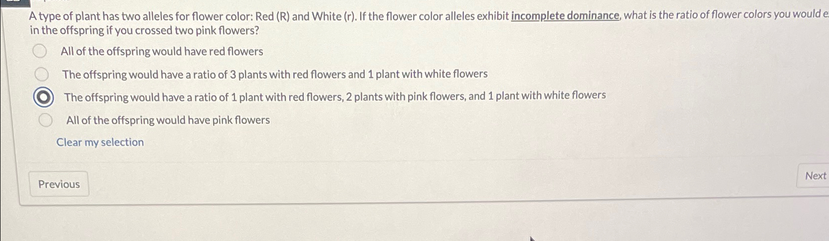 Solved A type of plant has two alleles for flower color: Red | Chegg.com