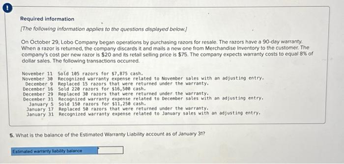 Solved Required information [The following information | Chegg.com