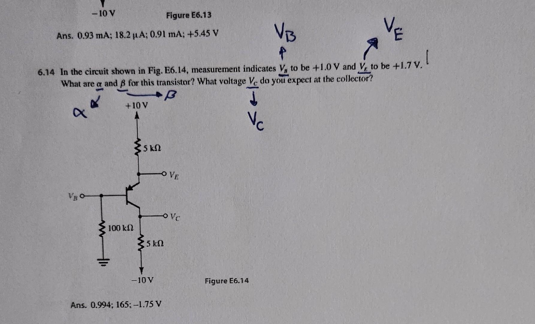 Solved For each circuit below, find IB,IC′,VB′VC′VE and