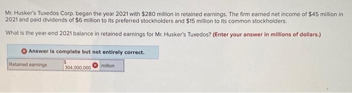 Solved Mr. Husker's Tuxedos Corp. began the year 2021 with | Chegg.com