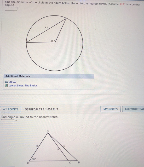 Solved Find the diameter of the circle in the figure below.