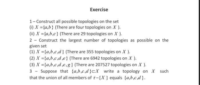 Solved Exercise 1 Construct All Possible Topologies On Chegg Com