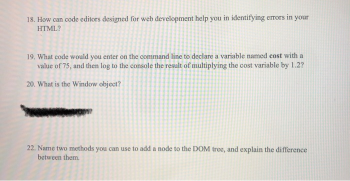 Solved 18. How can code editors designed for web development | Chegg.com
