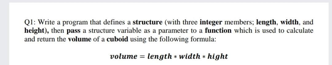 Solved Q1: Write a program that defines a structure (with | Chegg.com
