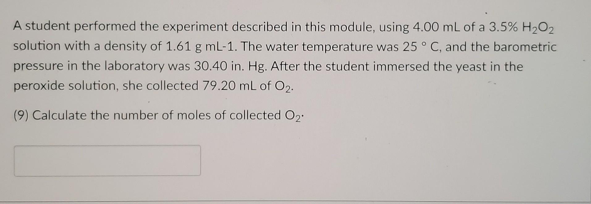 Solved A student performed the experiment described in this | Chegg.com